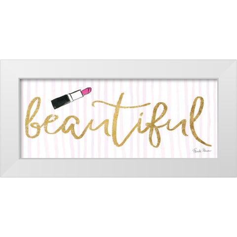 Think Pink IV Gold White Modern Wood Framed Art Print by Zaman, Farida