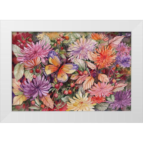 Butterfly and Dahlia White Modern Wood Framed Art Print by McKenna, Kathleen Parr