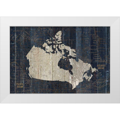 Old World Map Blue Canada White Modern Wood Framed Art Print by Wild Apple Portfolio