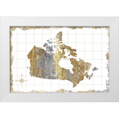 Gilded Map Canada White Modern Wood Framed Art Print by Wild Apple Portfolio