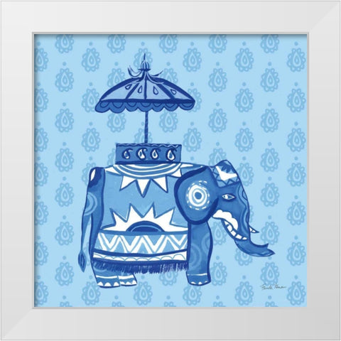 Jeweled Elephant I White Modern Wood Framed Art Print by Zaman, Farida