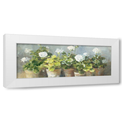 White Geraniums v2 White Modern Wood Framed Art Print by Nai, Danhui