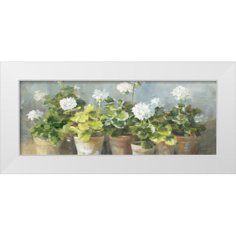 White Geraniums v2 White Modern Wood Framed Art Print by Nai, Danhui