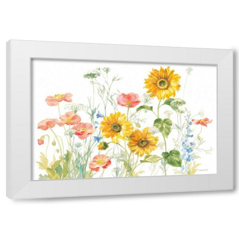 Floursack Florals on White I White Modern Wood Framed Art Print by Nai, Danhui