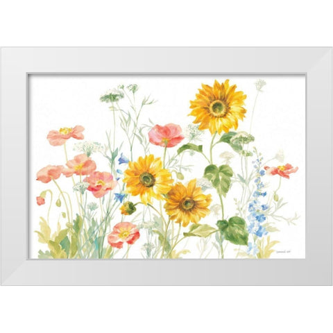 Floursack Florals on White I White Modern Wood Framed Art Print by Nai, Danhui