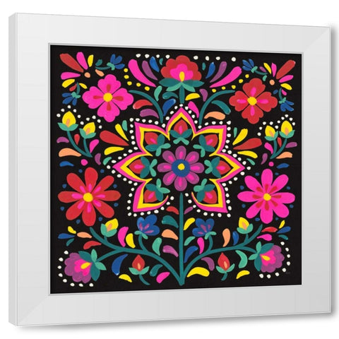 Floral Fiesta III White Modern Wood Framed Art Print by Marshall, Laura