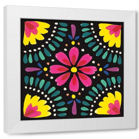 Floral Fiesta Tile X White Modern Wood Framed Art Print by Marshall, Laura