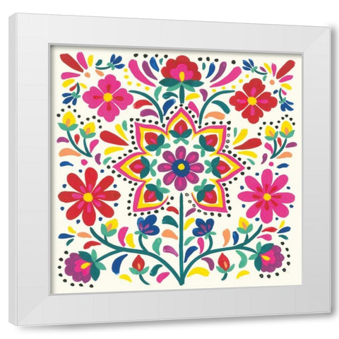 Floral Fiesta White III White Modern Wood Framed Art Print by Marshall, Laura