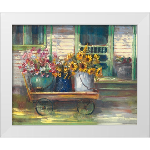 Garden Wagon White Modern Wood Framed Art Print by Rowan, Carol