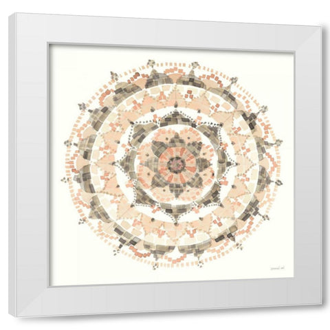 Blush Mandala White Modern Wood Framed Art Print by Nai, Danhui