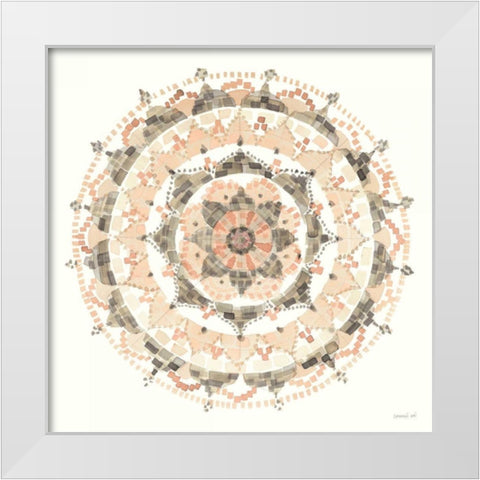 Blush Mandala White Modern Wood Framed Art Print by Nai, Danhui