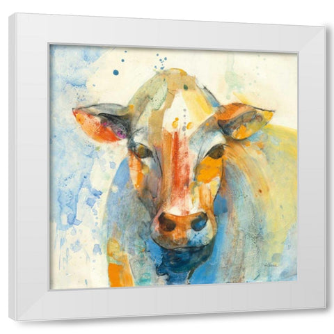 Happy Cows II White Modern Wood Framed Art Print by Hristova, Albena