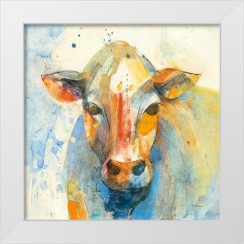 Happy Cows II White Modern Wood Framed Art Print by Hristova, Albena
