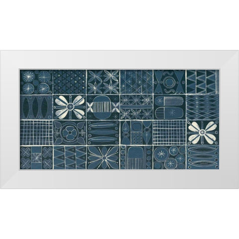 Adire V Cream White Modern Wood Framed Art Print by Lovell, Kathrine