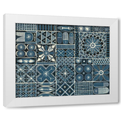 Adire VII Cream White Modern Wood Framed Art Print by Lovell, Kathrine