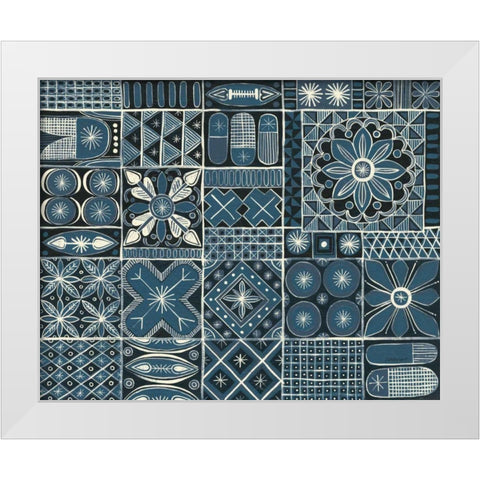 Adire VII Cream White Modern Wood Framed Art Print by Lovell, Kathrine