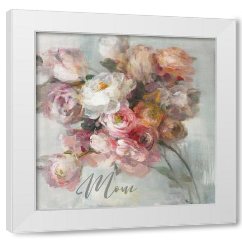 Blush Bouquet Mom White Modern Wood Framed Art Print by Nai, Danhui