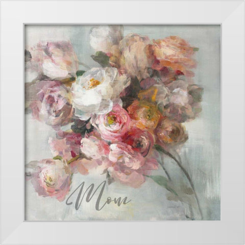 Blush Bouquet Mom White Modern Wood Framed Art Print by Nai, Danhui