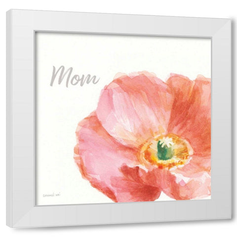 Garden Poppy Flipped on White Crop II Mom White Modern Wood Framed Art Print by Nai, Danhui