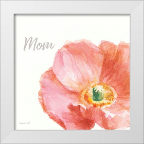 Garden Poppy Flipped on White Crop II Mom White Modern Wood Framed Art Print by Nai, Danhui