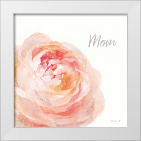 Garden Rose on White Crop II Mom White Modern Wood Framed Art Print by Nai, Danhui
