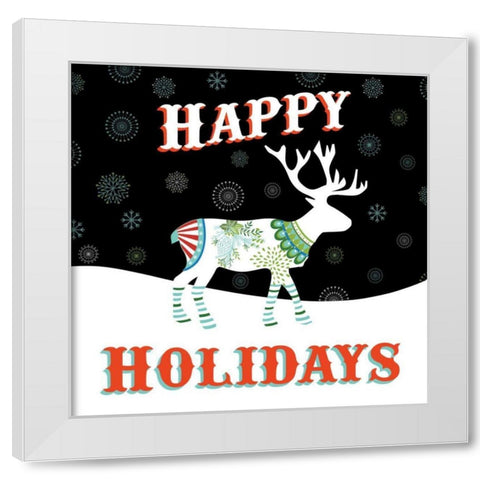 Mod Holiday on Black I White Modern Wood Framed Art Print by Wild Apple Portfolio