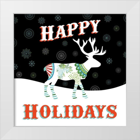 Mod Holiday on Black I White Modern Wood Framed Art Print by Wild Apple Portfolio