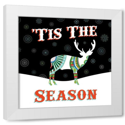 Mod Holiday on Black III White Modern Wood Framed Art Print by Wild Apple Portfolio