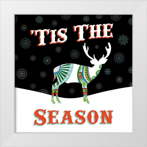 Mod Holiday on Black III White Modern Wood Framed Art Print by Wild Apple Portfolio