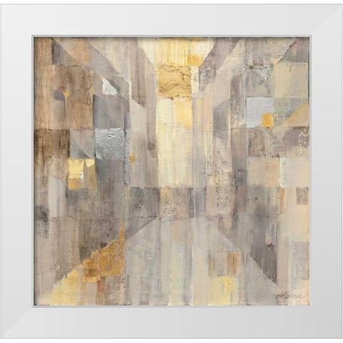 The Gold Square White Modern Wood Framed Art Print by Hristova, Albena
