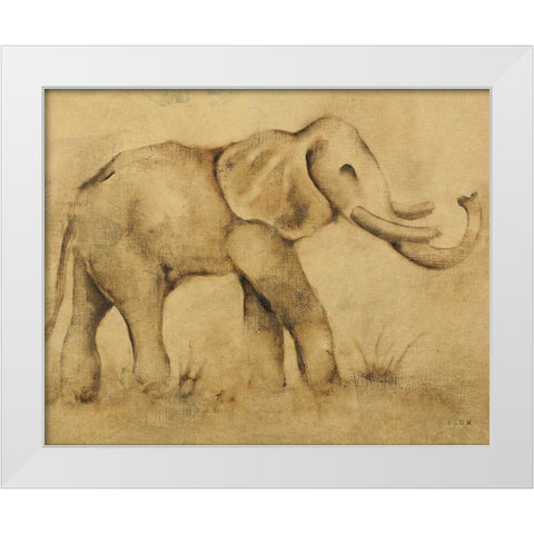 Global Elephant Light Crop White Modern Wood Framed Art Print by Blum, Cheri