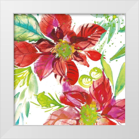 Poinsettia Pretty I White Modern Wood Framed Art Print by Rice, Kristy