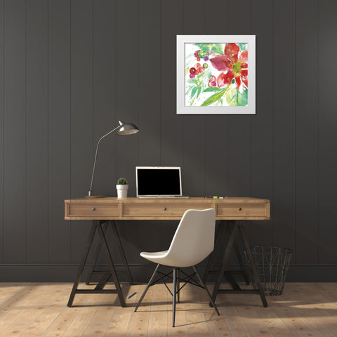 Poinsettia Pretty IV White Modern Wood Framed Art Print by Rice, Kristy