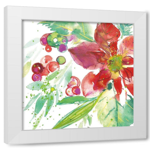 Poinsettia Pretty IV White Modern Wood Framed Art Print by Rice, Kristy