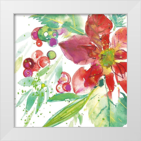 Poinsettia Pretty IV White Modern Wood Framed Art Print by Rice, Kristy