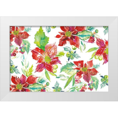 Poinsettia Pretty V White Modern Wood Framed Art Print by Rice, Kristy