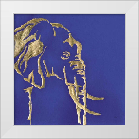 Gilded Elephant Indigo White Modern Wood Framed Art Print by Paschke, Chris
