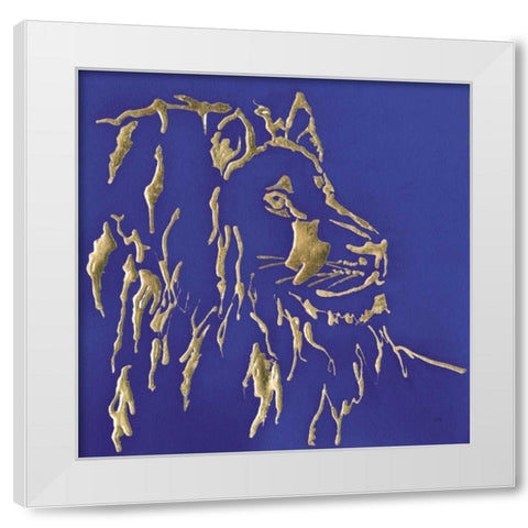 Gilded Lion Indigo White Modern Wood Framed Art Print by Paschke, Chris