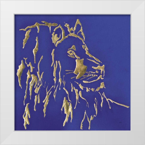 Gilded Lion Indigo White Modern Wood Framed Art Print by Paschke, Chris