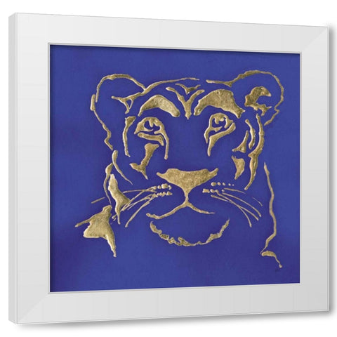 Gilded Lioness Indigo White Modern Wood Framed Art Print by Paschke, Chris