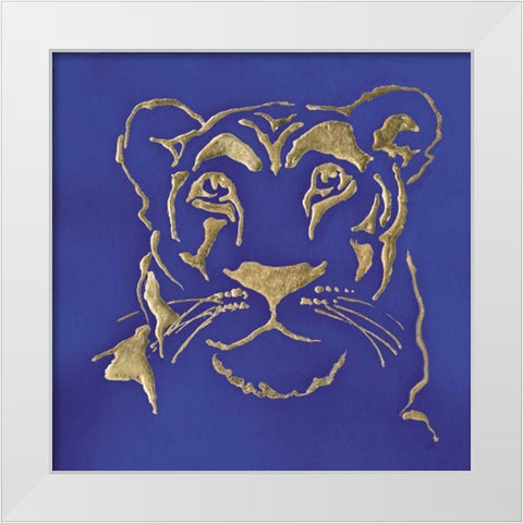 Gilded Lioness Indigo White Modern Wood Framed Art Print by Paschke, Chris