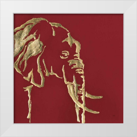 Gilded Elephant on Red White Modern Wood Framed Art Print by Paschke, Chris