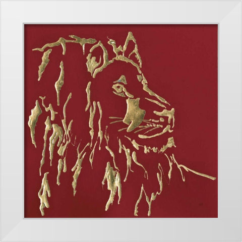 Gilded Lion on Red White Modern Wood Framed Art Print by Paschke, Chris