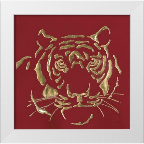 Gilded Tiger on Red White Modern Wood Framed Art Print by Paschke, Chris
