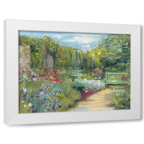 Garden Bench White Modern Wood Framed Art Print by Rowan, Carol