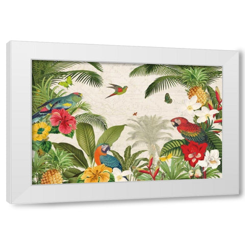 Parrot Paradise I White Modern Wood Framed Art Print by Pertiet, Katie
