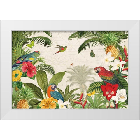Parrot Paradise I White Modern Wood Framed Art Print by Pertiet, Katie