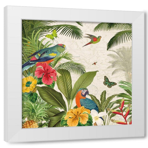Parrot Paradise II White Modern Wood Framed Art Print by Pertiet, Katie