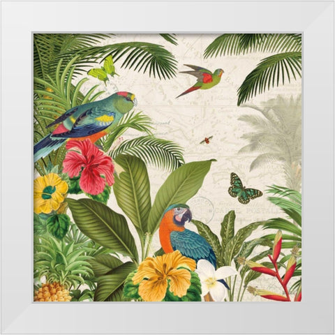 Parrot Paradise II White Modern Wood Framed Art Print by Pertiet, Katie