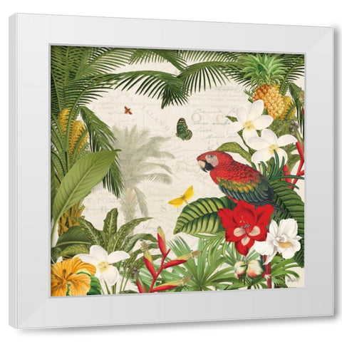 Parrot Paradise III White Modern Wood Framed Art Print by Pertiet, Katie